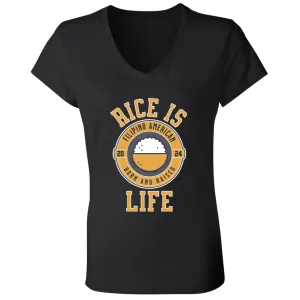 RIce is Life Ladies Jersey V-Neck T-Shirt