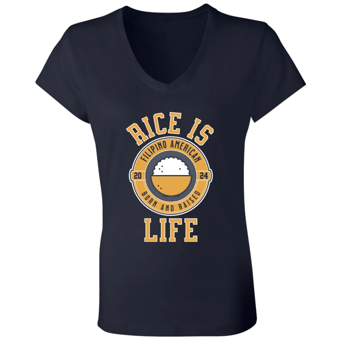 RIce is Life Ladies Jersey V-Neck T-Shirt