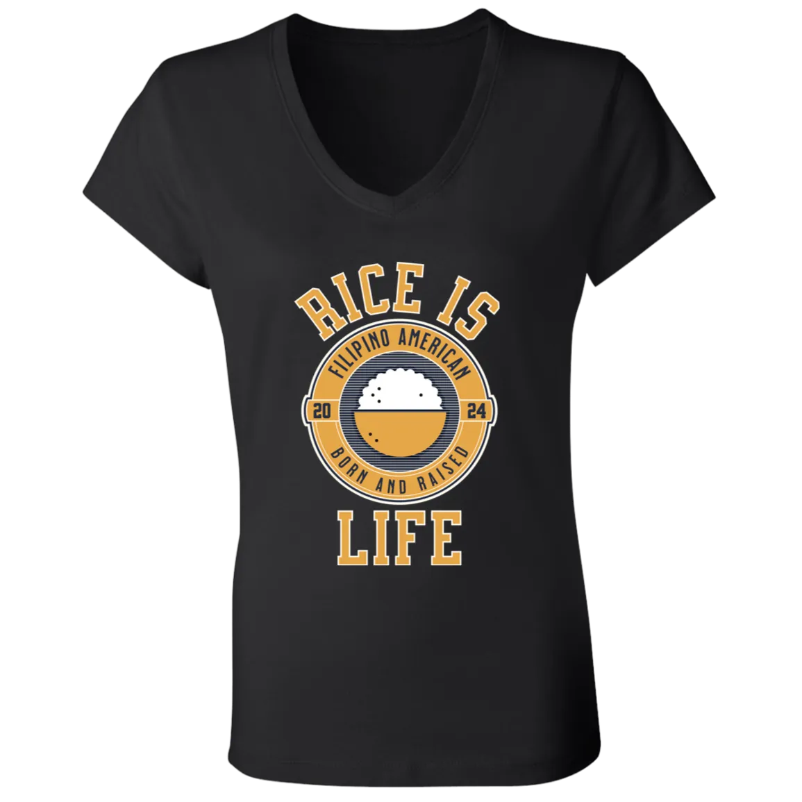 RIce is Life Ladies Jersey V-Neck T-Shirt
