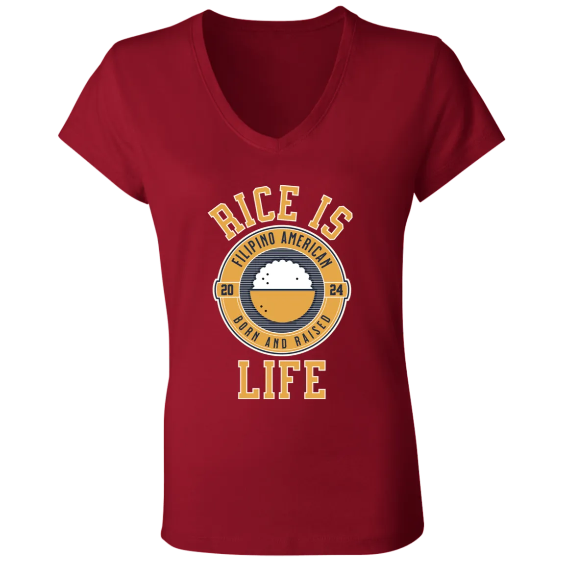 RIce is Life Ladies Jersey V-Neck T-Shirt