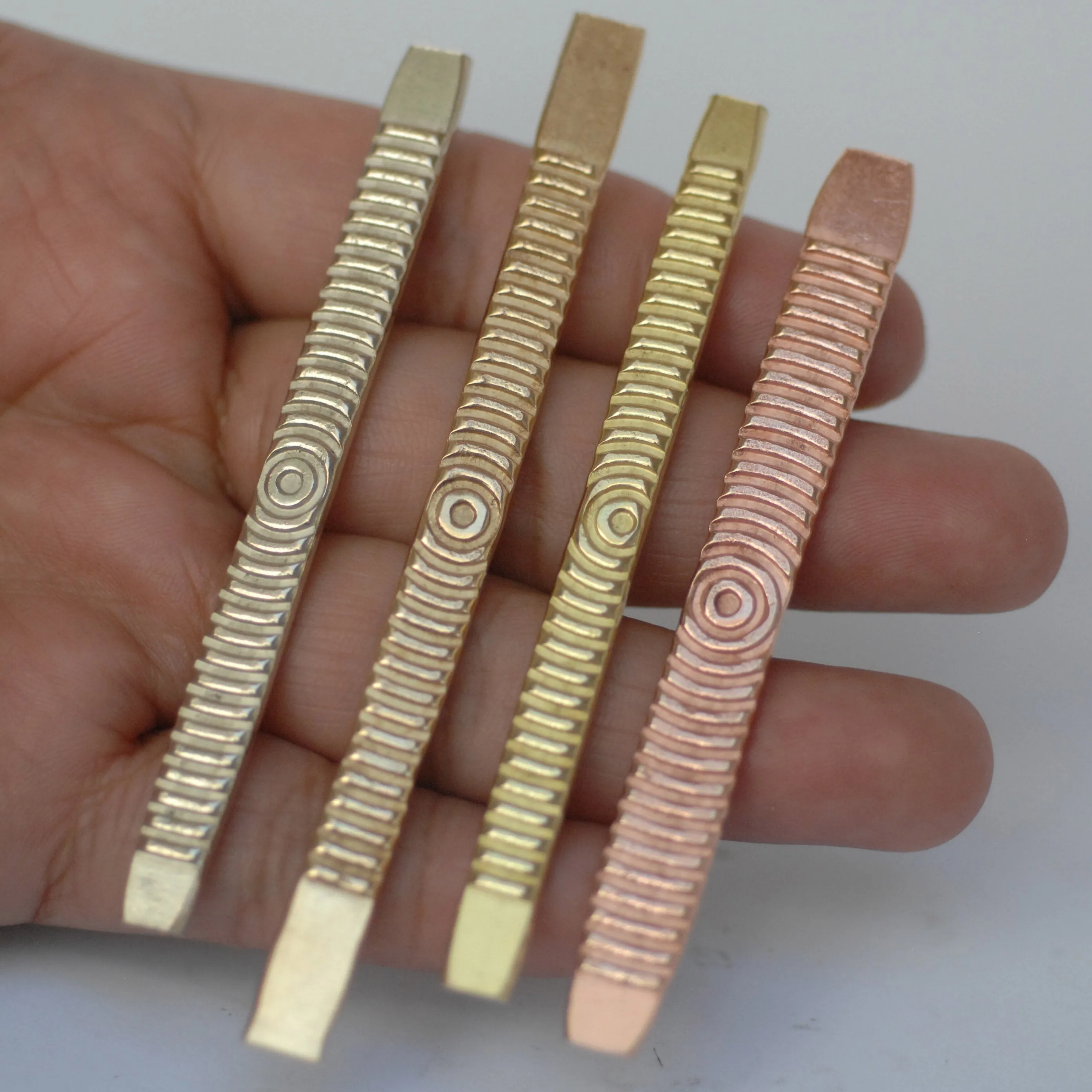 Ring band blank strip with circle texture, Solid copper, raw brass, pure bronze, Nickel silver