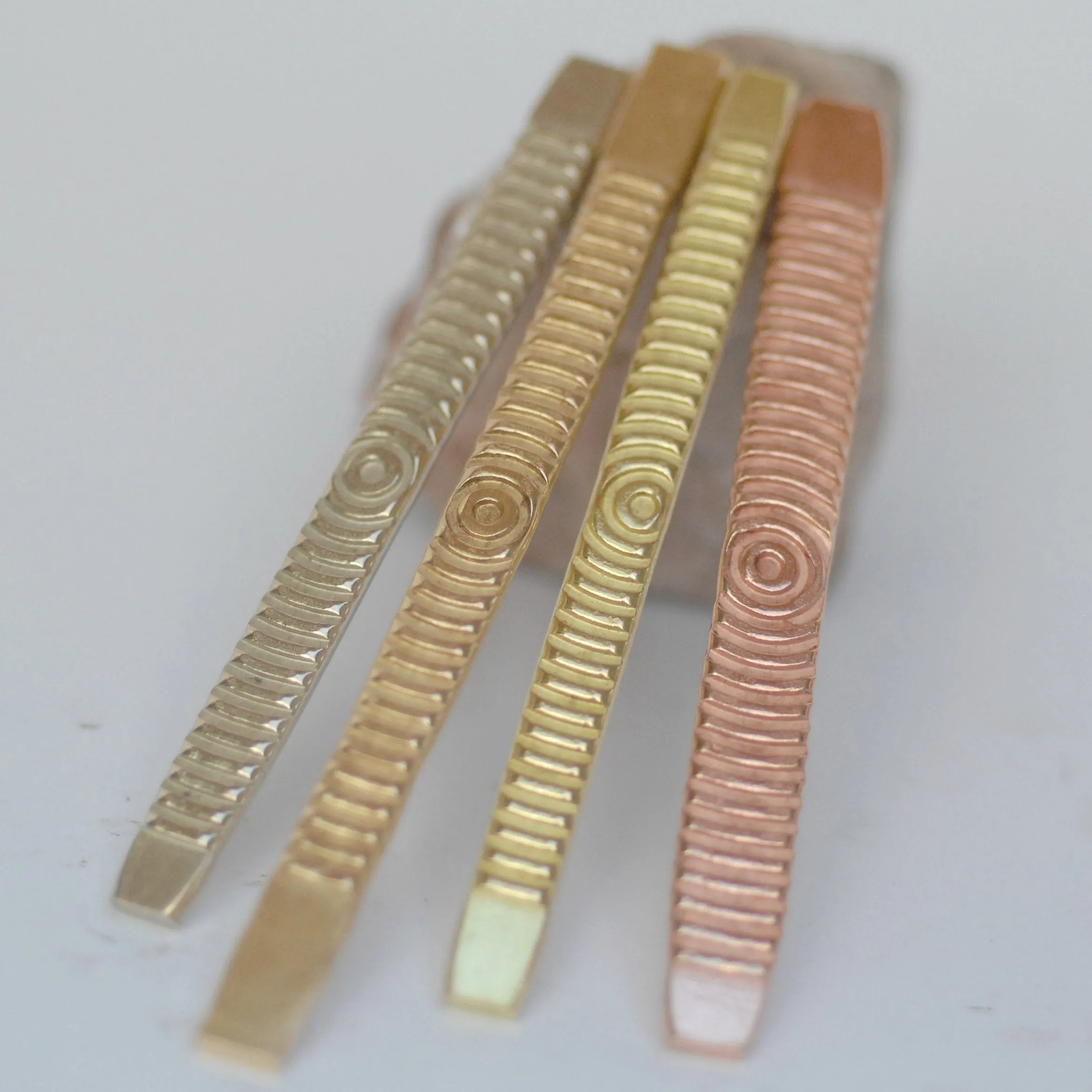 Ring band blank strip with circle texture, Solid copper, raw brass, pure bronze, Nickel silver