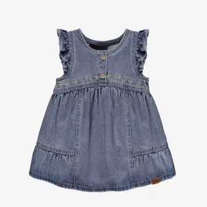 Robe bleue en denim avec broderies, bébé  || Blue denim dress with embroidery, baby