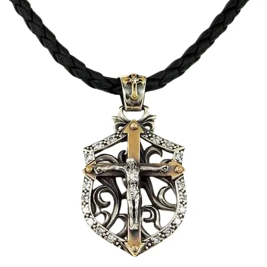 Rocker Cross Sterling Silver Crucifix Jesus Pendant