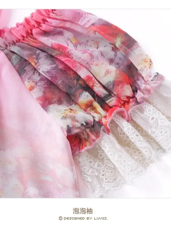 rosy bare shoulder chiffon blouse