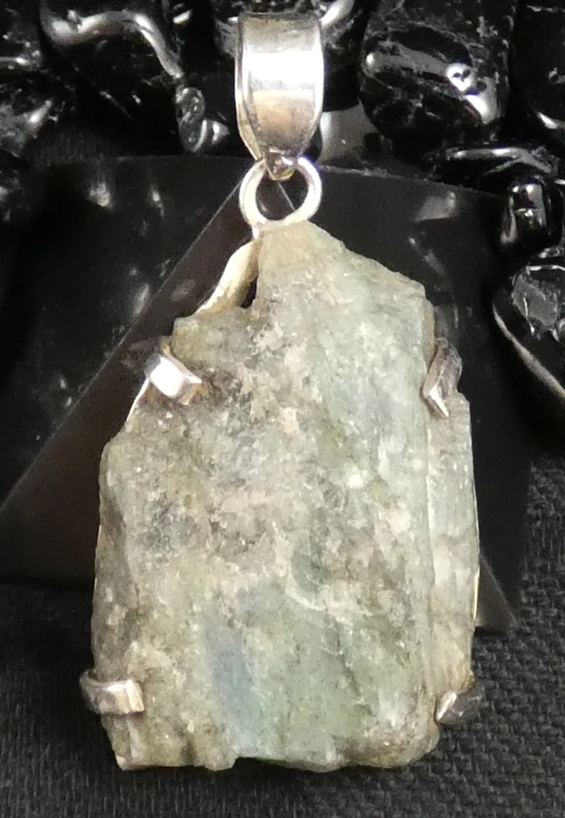 Rough Labradorite in Silver Pendant