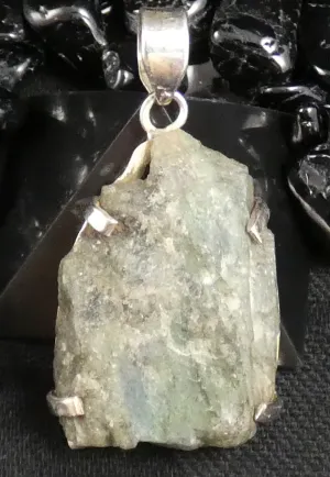Rough Labradorite in Silver Pendant