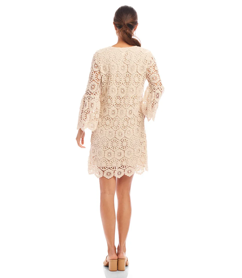 Ruffle Sleeve Crochet Dress