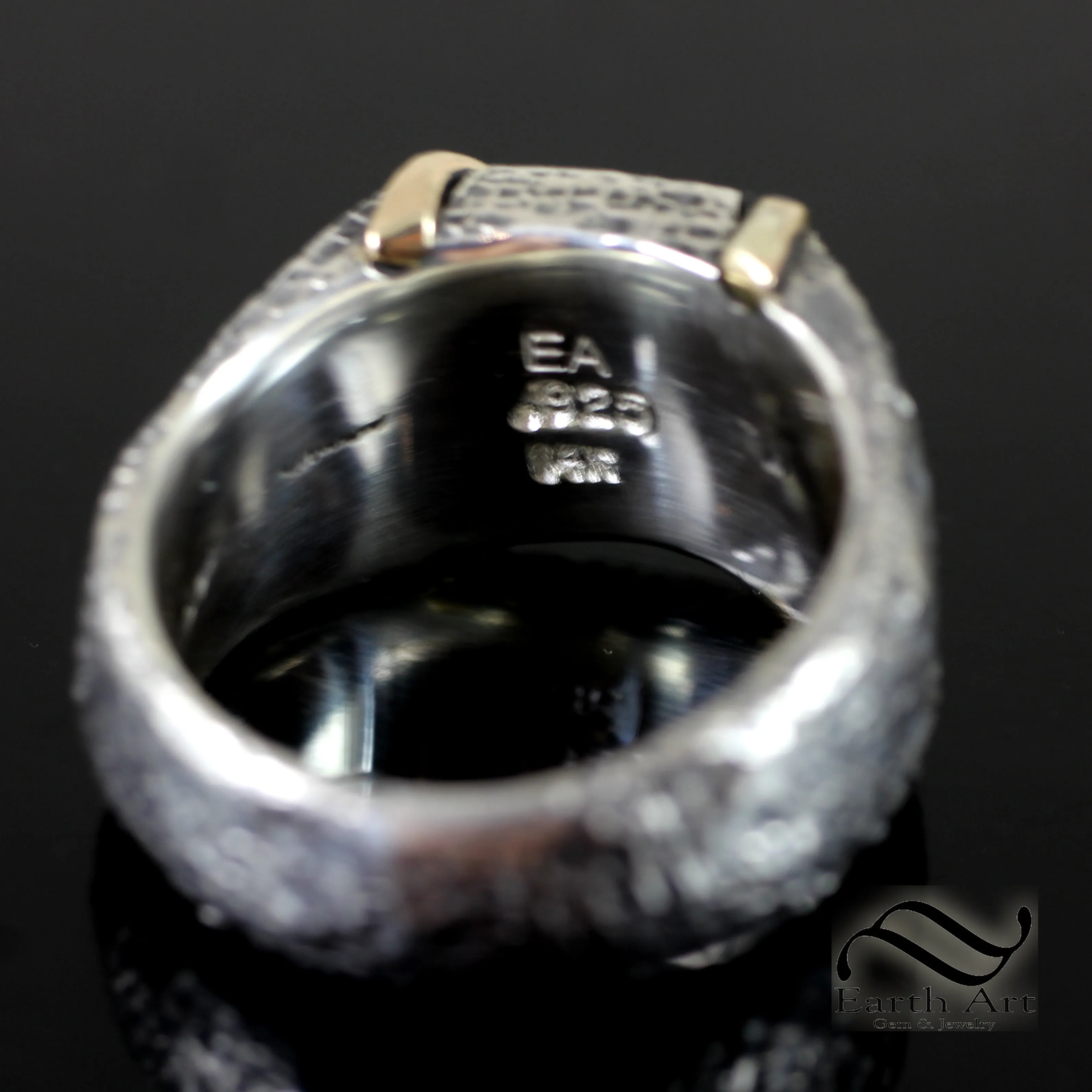 Rustic Gold X Ring - Sterling and 14k
