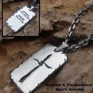 Rustic Silver Cross Necklace | Personalized Necklace | Mens Pendant