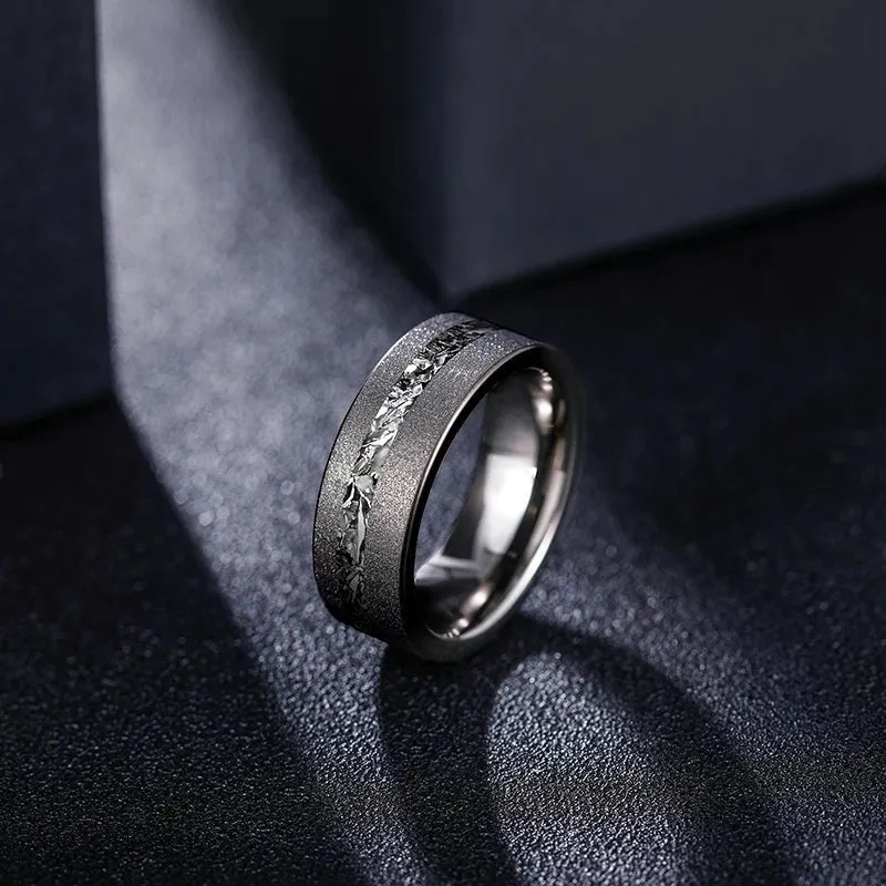 Sanded 8mm Black Tungsten Wedding Band