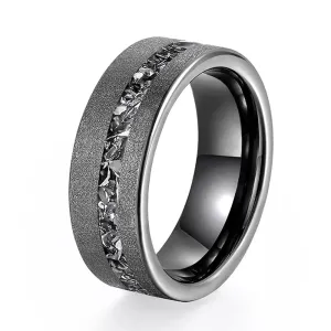 Sanded 8mm Black Tungsten Wedding Band
