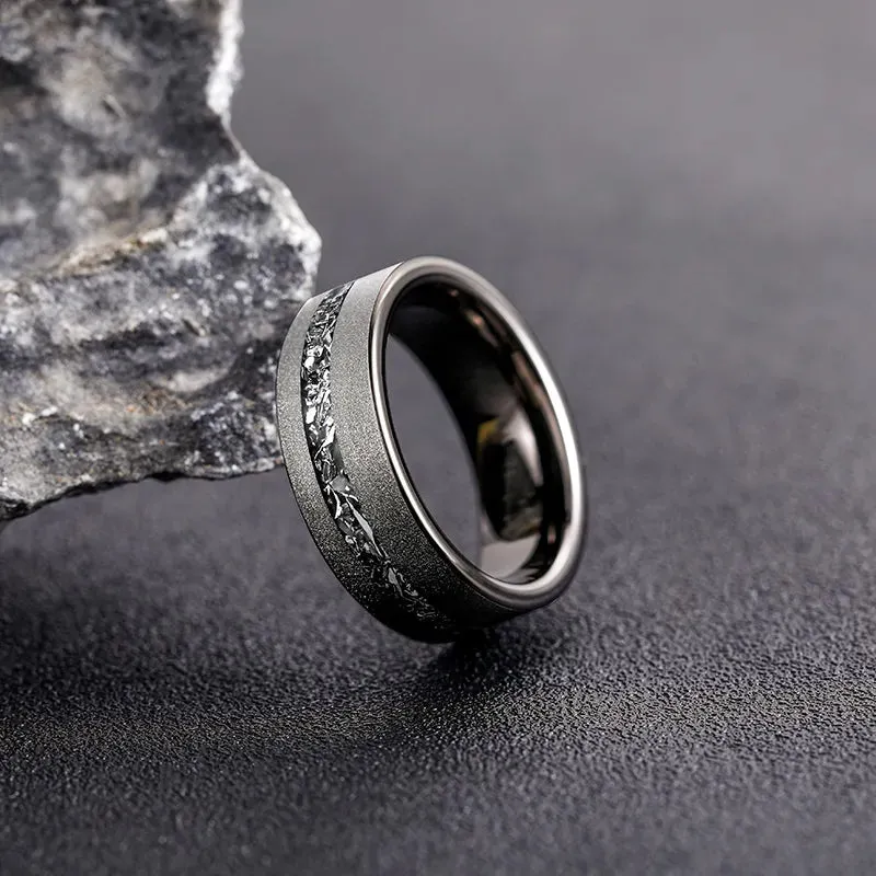 Sanded 8mm Black Tungsten Wedding Band