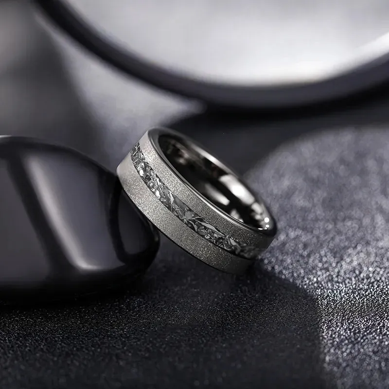 Sanded 8mm Black Tungsten Wedding Band