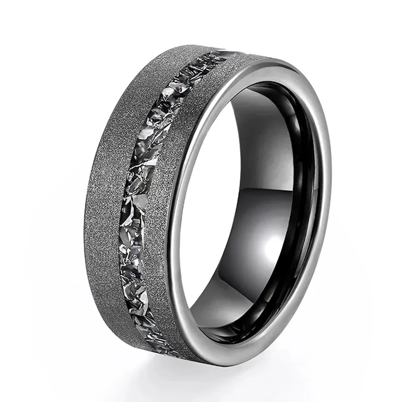Sanded 8mm Black Tungsten Wedding Band