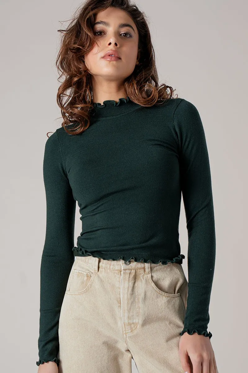 Scallop Edge Mock Neck Top