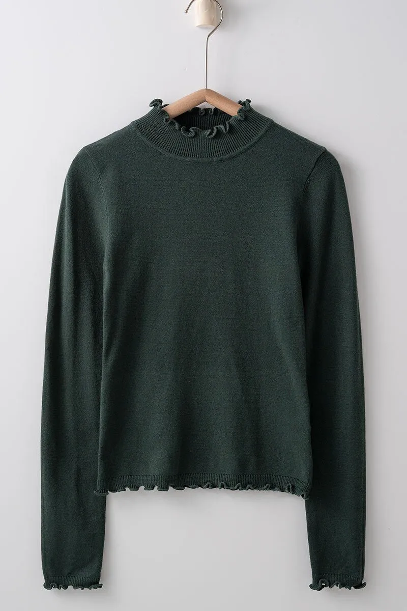 Scallop Edge Mock Neck Top