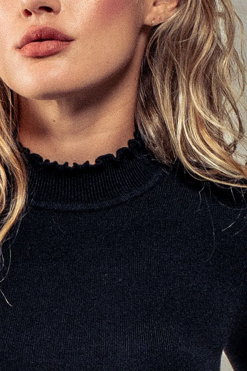Scallop Edge Mock Neck Top