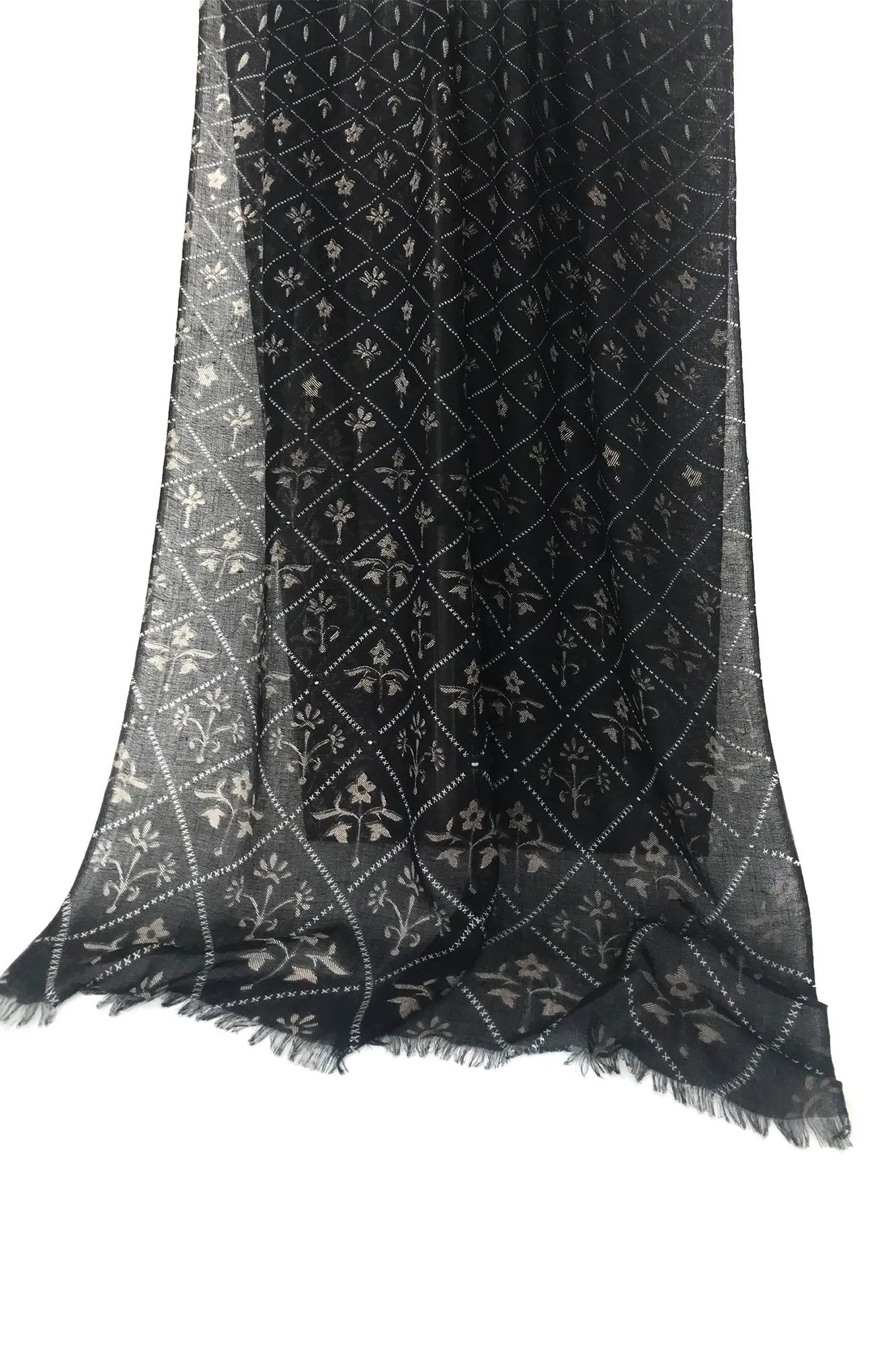Silk Cashmere Crepe - Baroque Floral Scarf