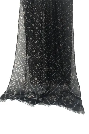Silk Cashmere Crepe - Baroque Floral Scarf