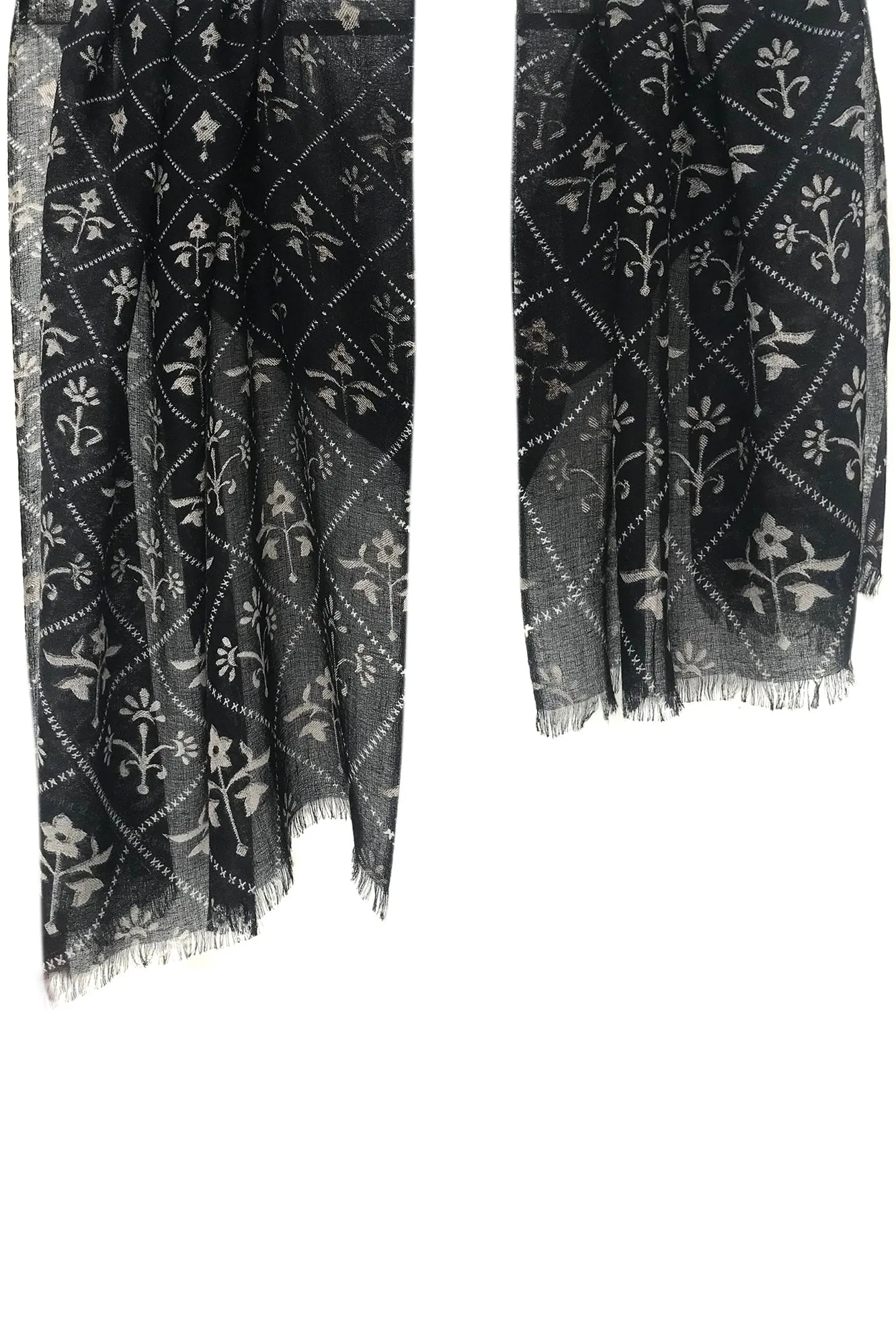 Silk Cashmere Crepe - Baroque Floral Scarf