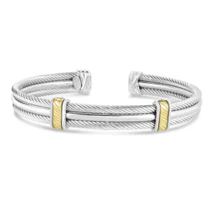 Silver & 18K Gold Cable Cuff Bracelet
