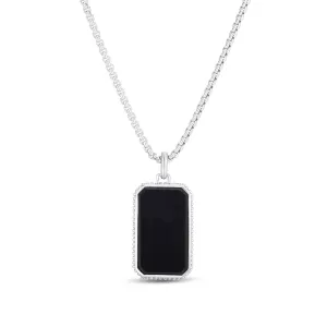 Silver & Black Onyx Men's Tag Necklace
