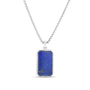 Silver & Lapis Men's Tag Necklace