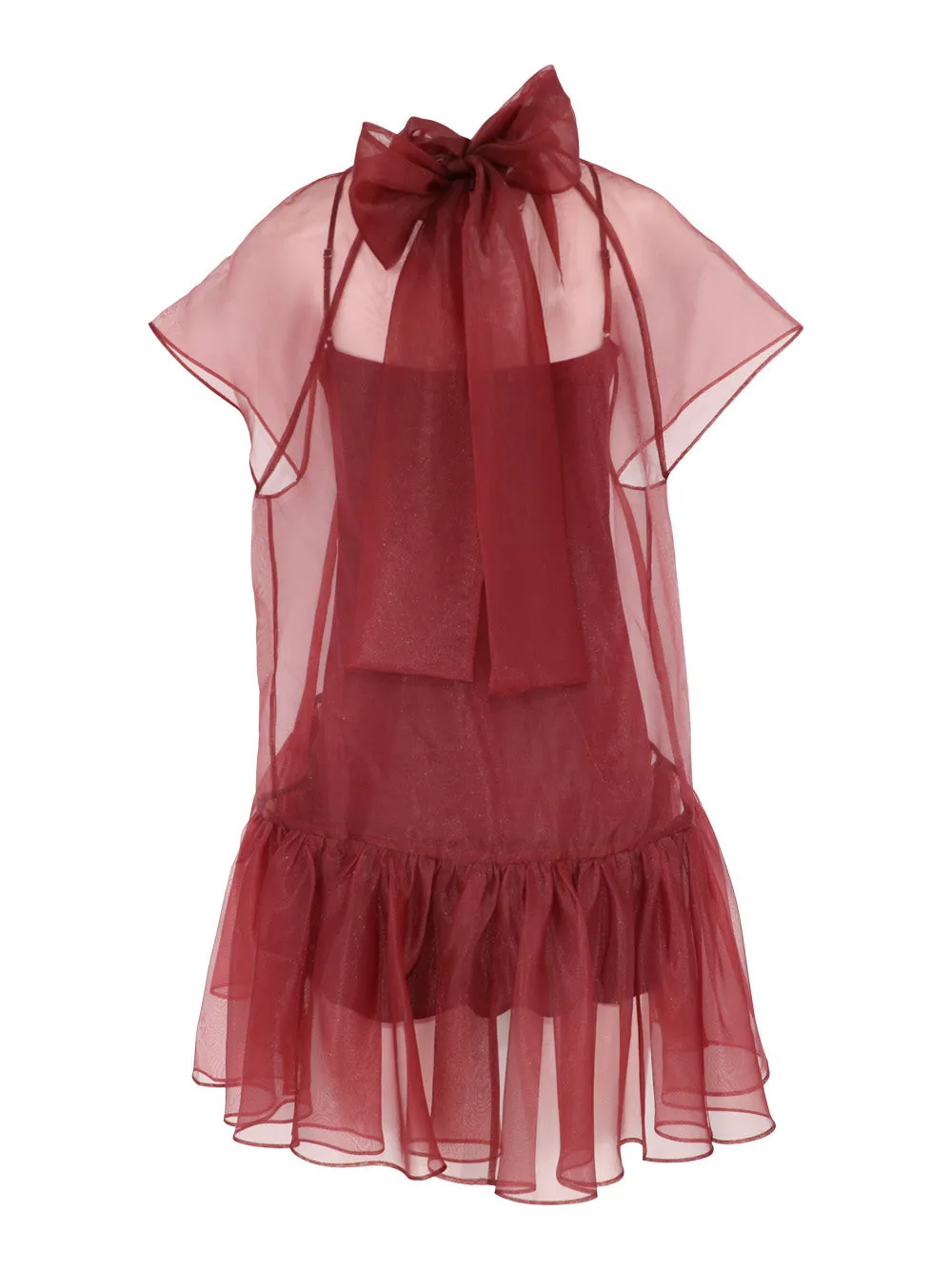 Simkhai Beaux Tiered Mini Dress in Oxblood