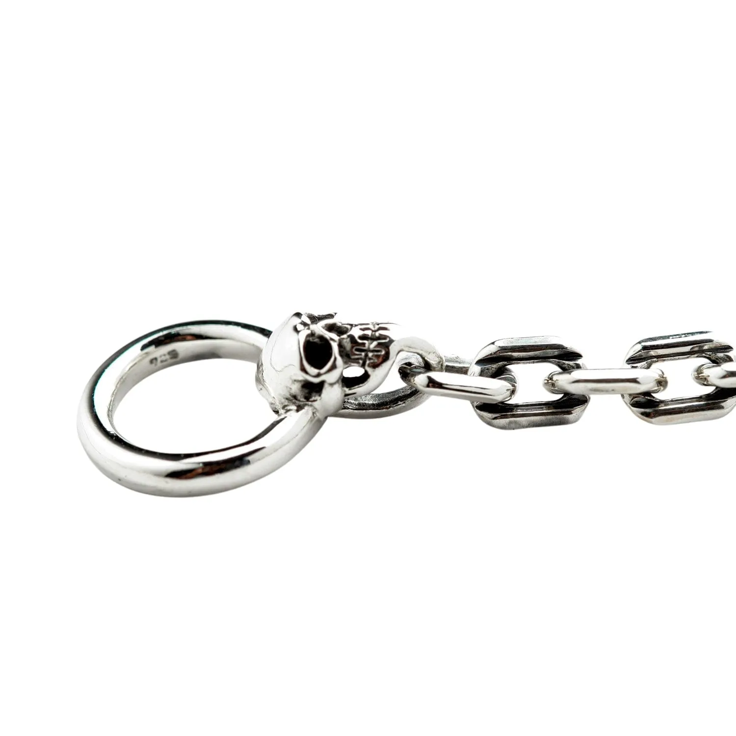 Skull T-Bar Sterling Silver Curb Link Bracelet