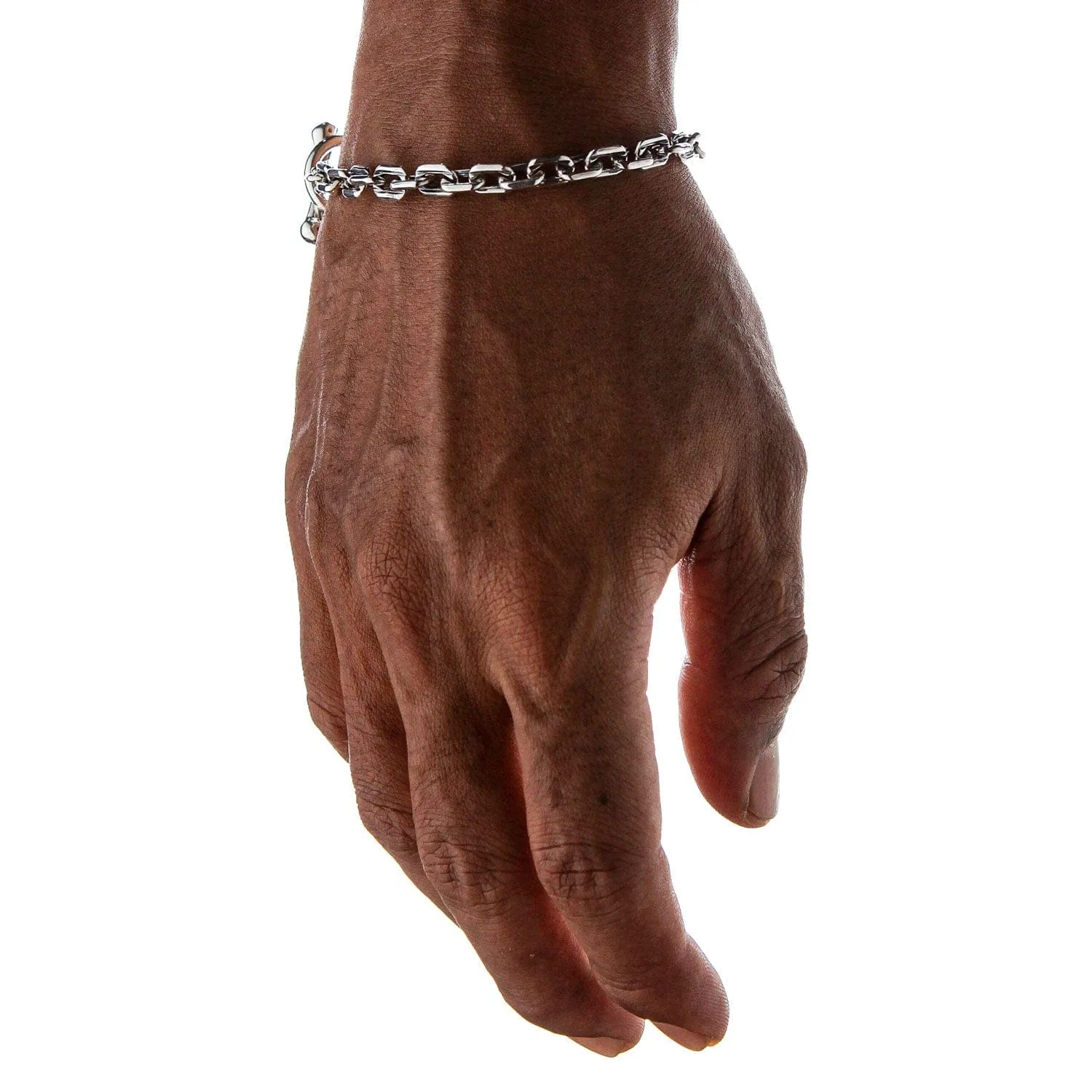 Skull T-Bar Sterling Silver Curb Link Bracelet