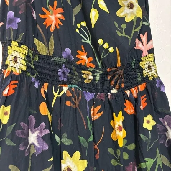 Slate &amp; Willow Black Floral Print One-Shoulder Hi-Low Ruffle Hem Dress Size 2