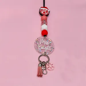 Sleigh All Day Glitter Acrylic Lanyard