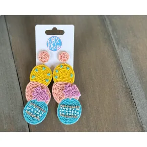 Soft Pastel Easter Eggs Seed Beaded Drop Earrings.