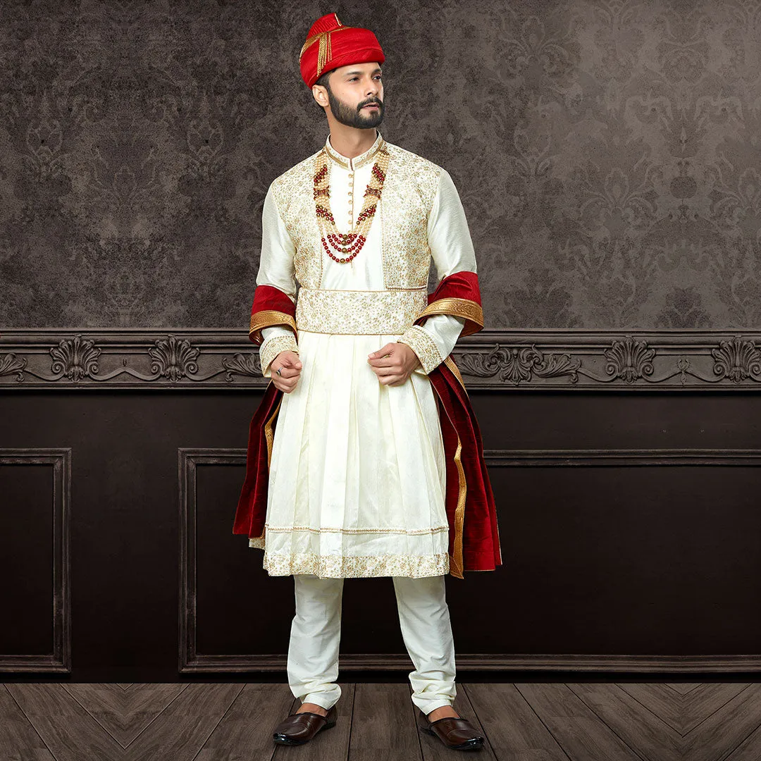 Sovereignty Sambhaji White Pashwari Pattern Kurta