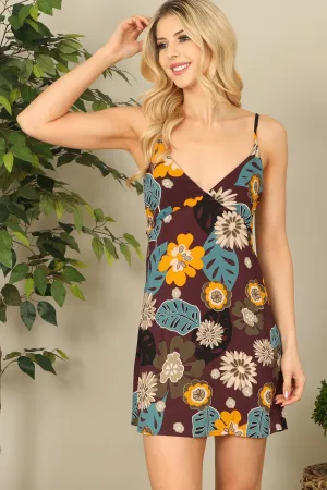 Spaghetti Strap Back-Tie Floral Mini Dress