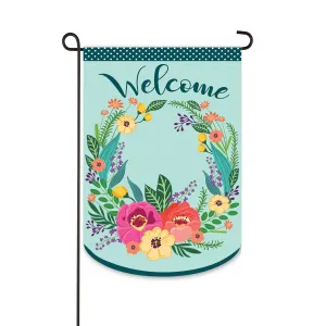 Spring Floral Welcome Wreath Garden Applique Flag,14b9513
