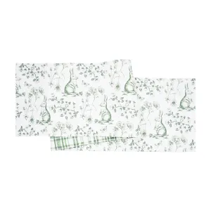 Spring Greens Bunny Table Runner