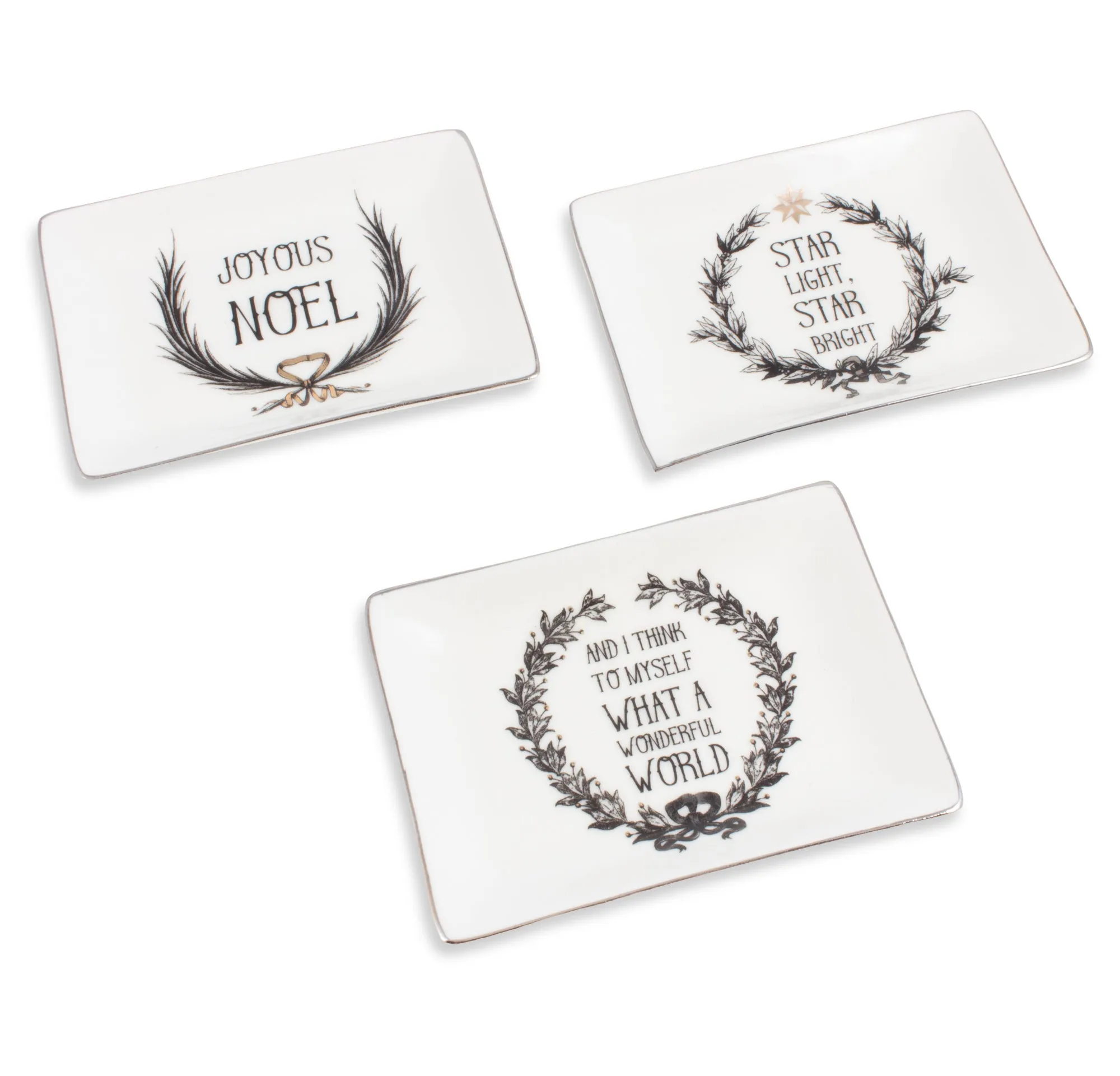 Stoneware Holiday Quotes Trinket Dish | Three Styles