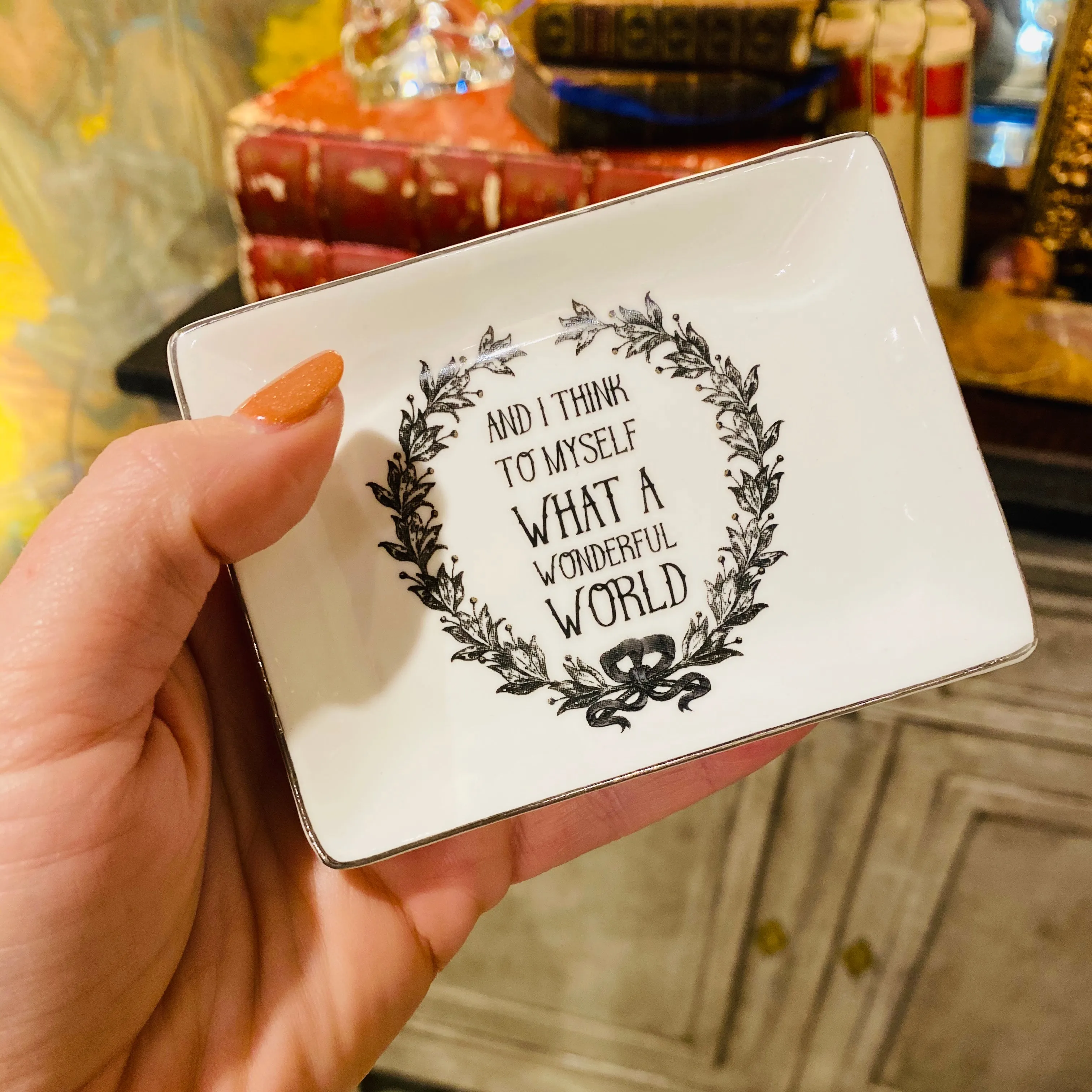 Stoneware Holiday Quotes Trinket Dish | Three Styles