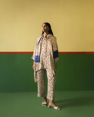 Studio Rigu   I   Crystal Kimono Shirt Digitally Printed Vegan Silk Crystal Digital Print Srch049