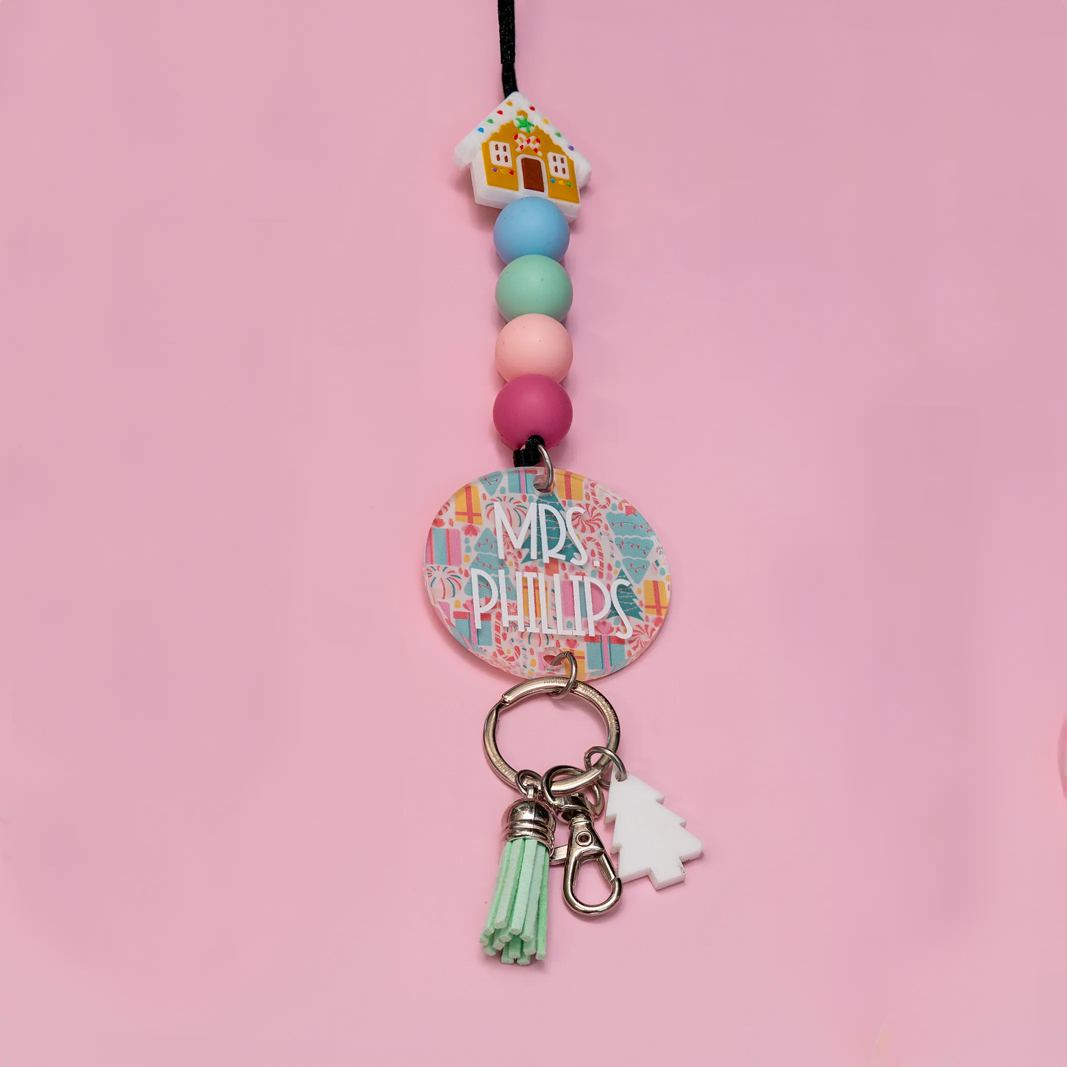 Sugar Plum Lane Glitter Acrylic Lanyard