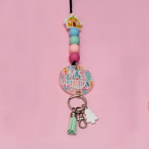 Sugar Plum Lane Glitter Acrylic Lanyard