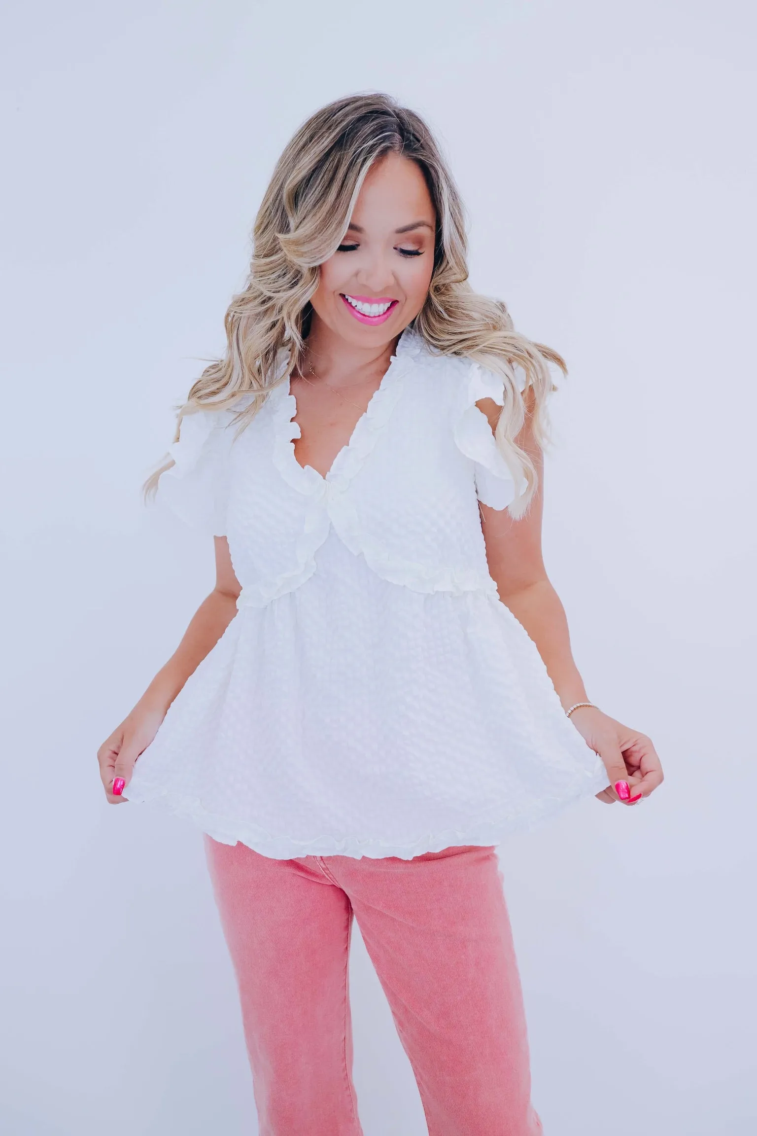 Summer Fun Seersucker Ruffled Top - 2 Colors