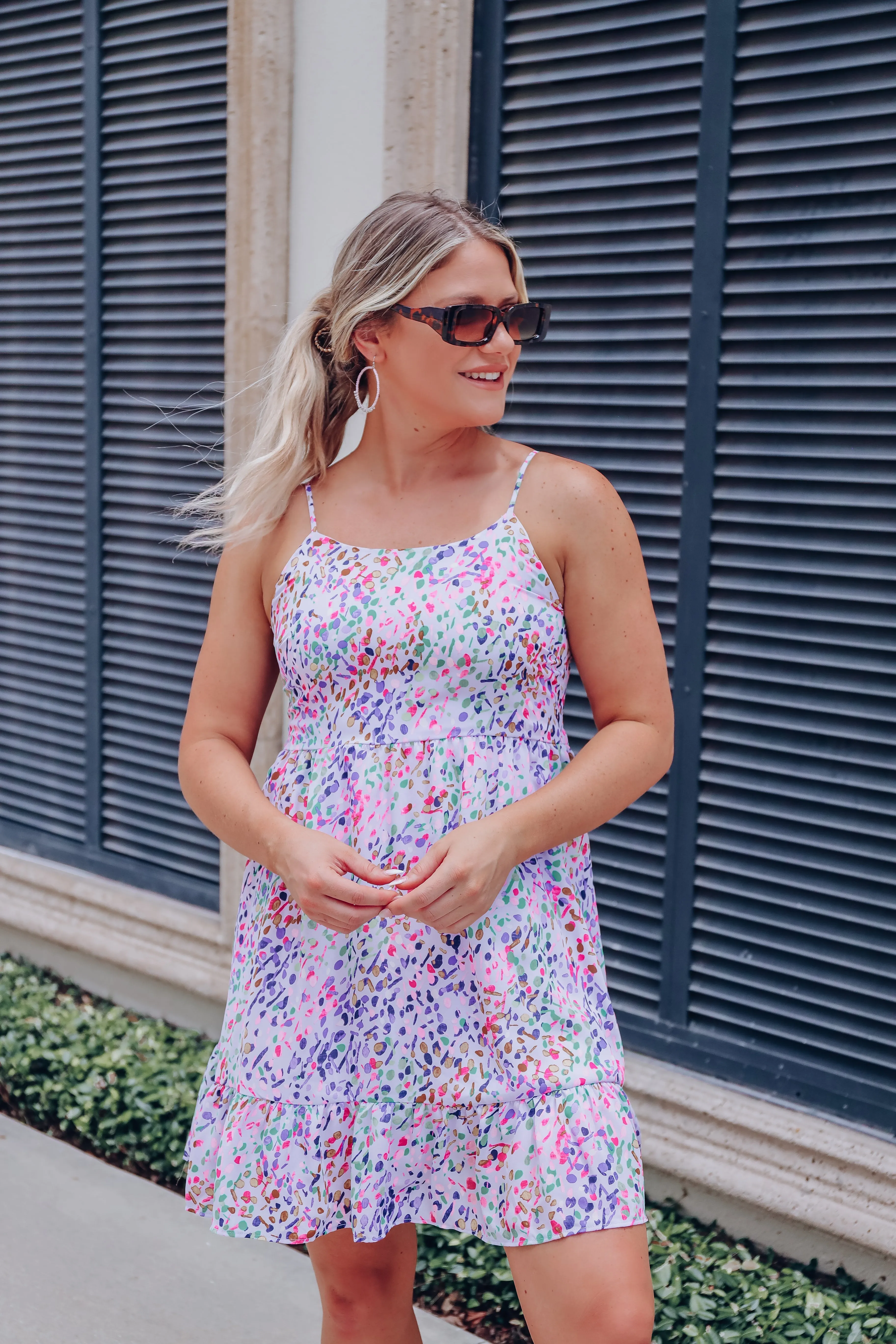 Summer Lovin' Ruffled Dress - Lavender/Multi - Small