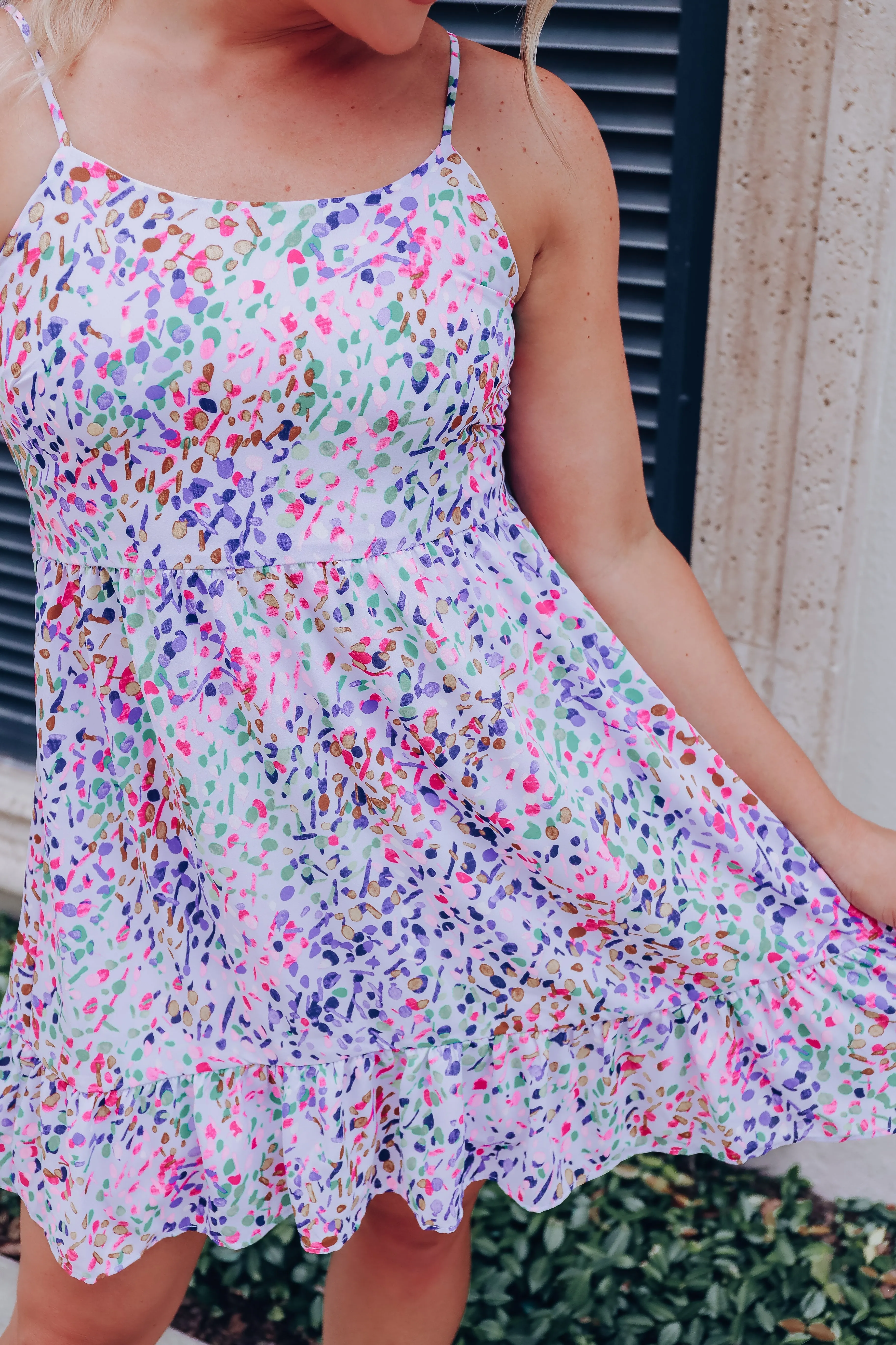 Summer Lovin' Ruffled Dress - Lavender/Multi - Small