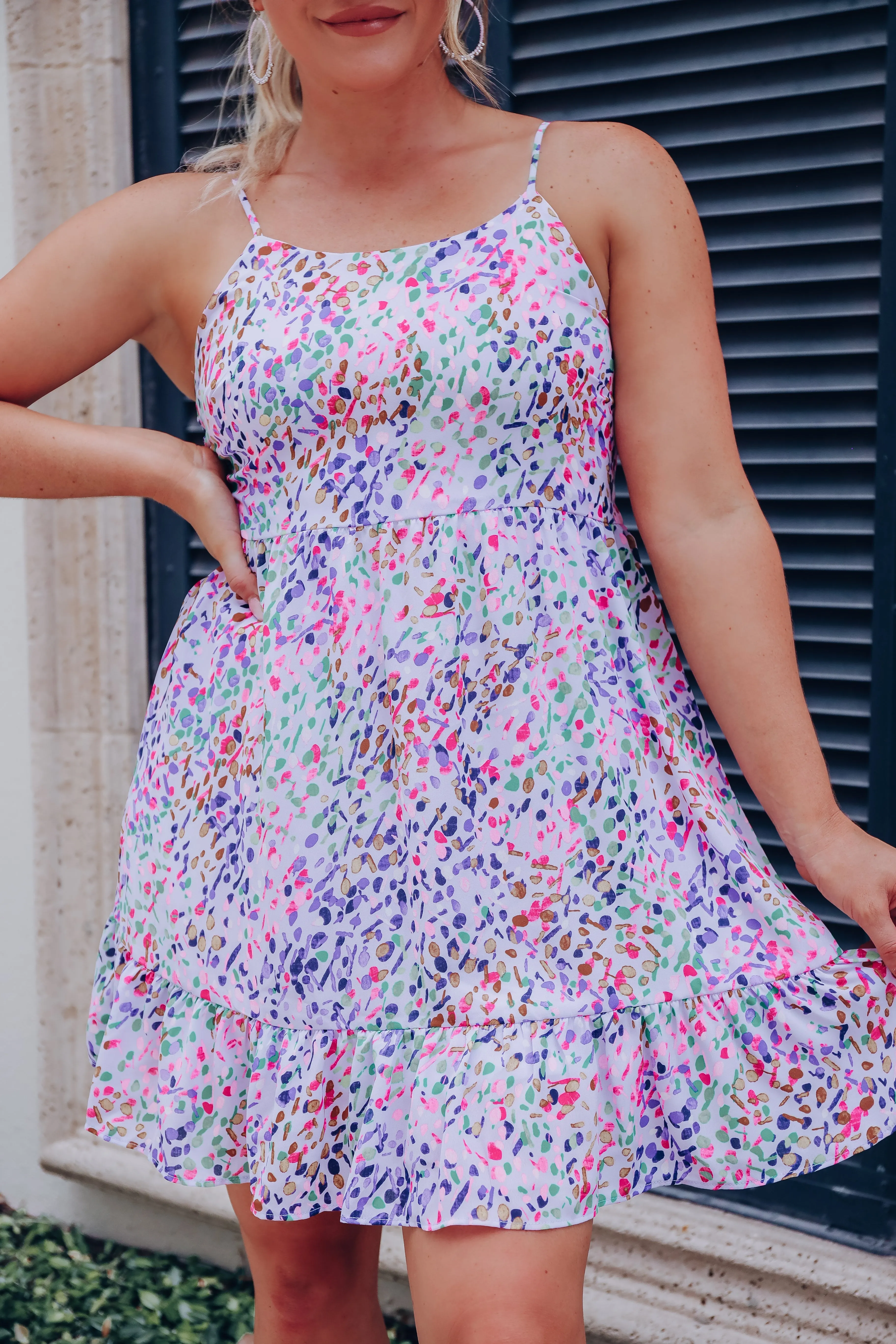 Summer Lovin' Ruffled Dress - Lavender/Multi - Small