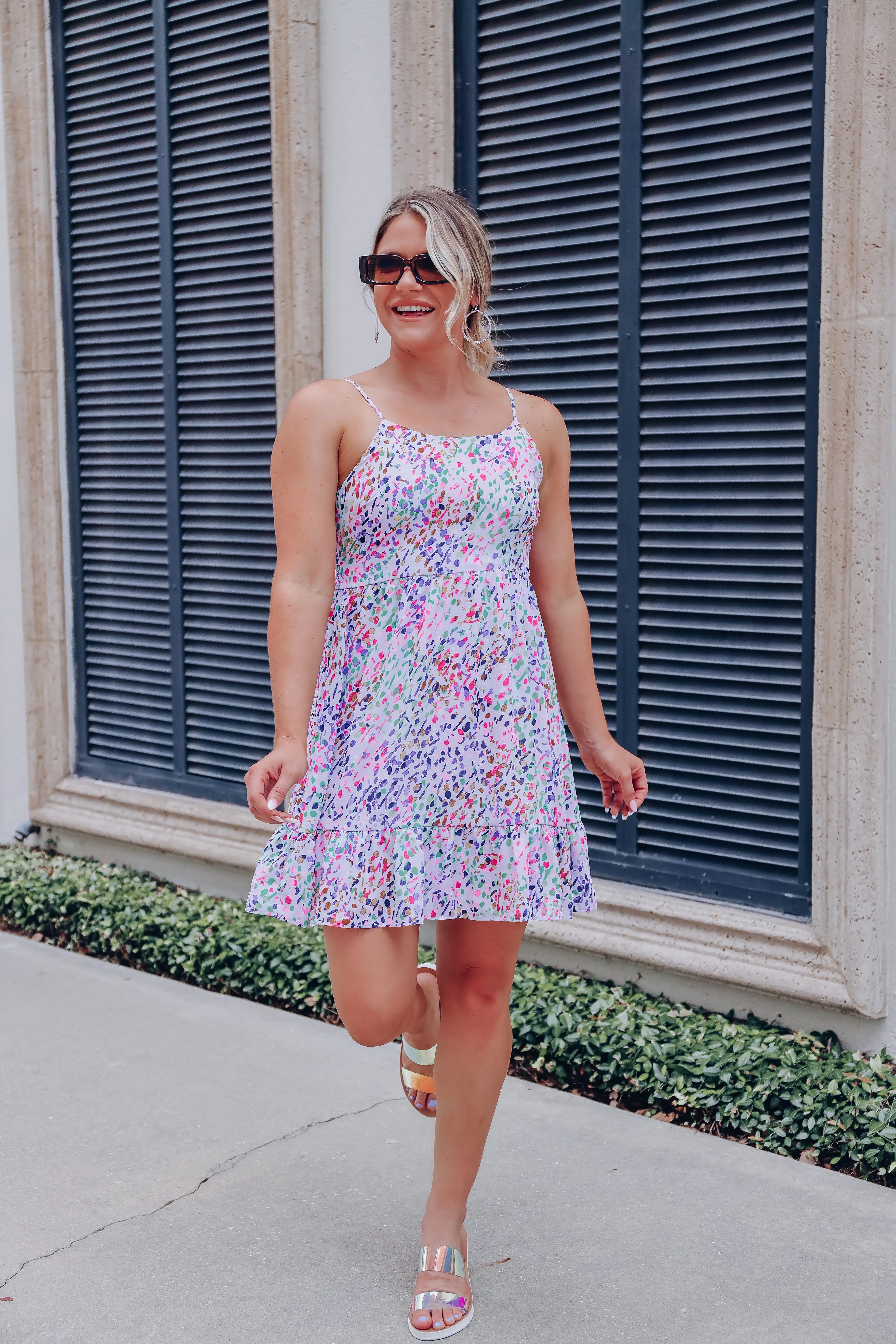 Summer Lovin' Ruffled Dress - Lavender/Multi - Small