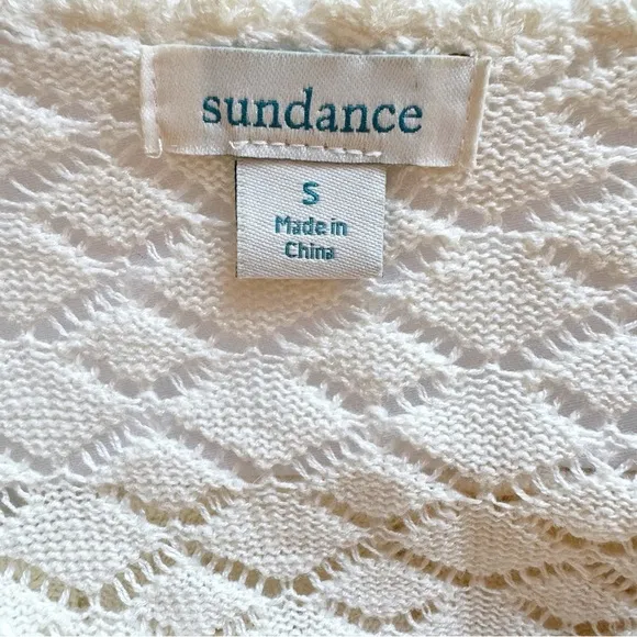 SUNDANCE Ruffle Front Button Down Cardigan  Sweater Size Small in Ivory White