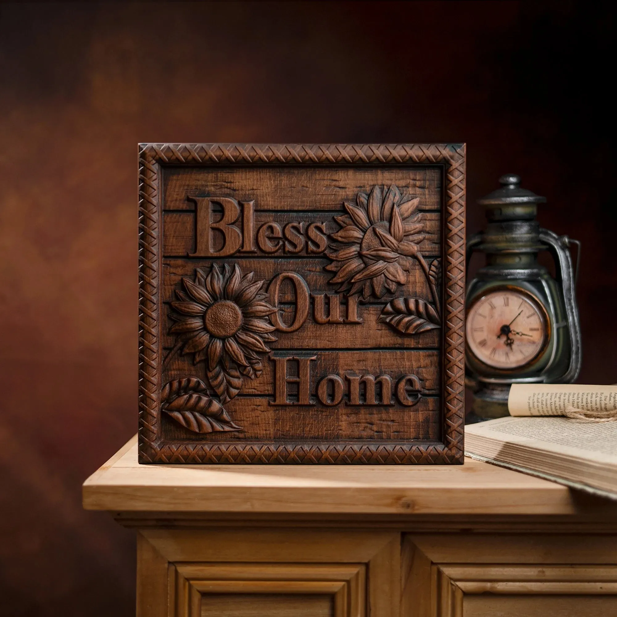 Sunflower Hanging Plaque Home Decor Bless Our Doorstep Wooden Decor Modern Home Decor Personalized Farmhouse Home Decor